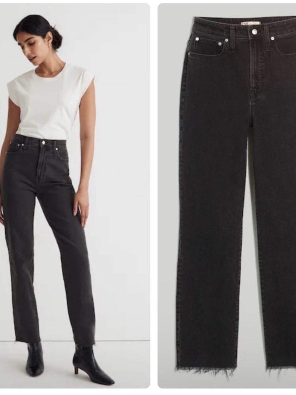 Madewell The Perfect Straight Jeans Raw Hem - Picture 2 of 5